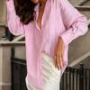 Women Shirt Lapel Long Sleeve Single Breasted Shirt Tops Mid-length Loose Fit Casual Tops Work Daily Life Wear