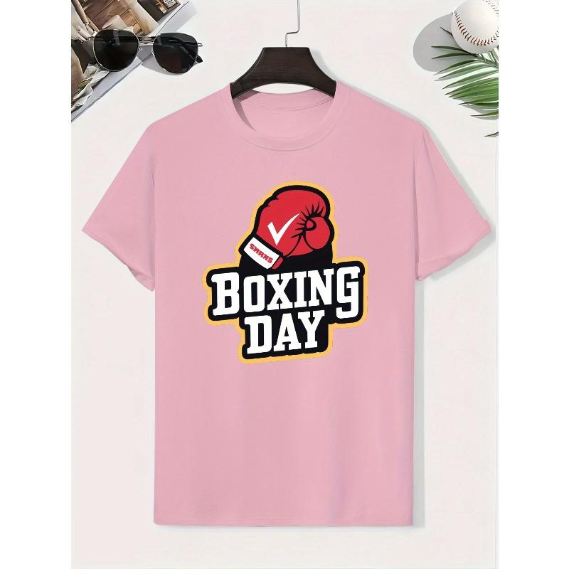 Kids Crew Neck Short Sleeve T-Shirt with Boxing Graphic & BOXING DAY Letter Print