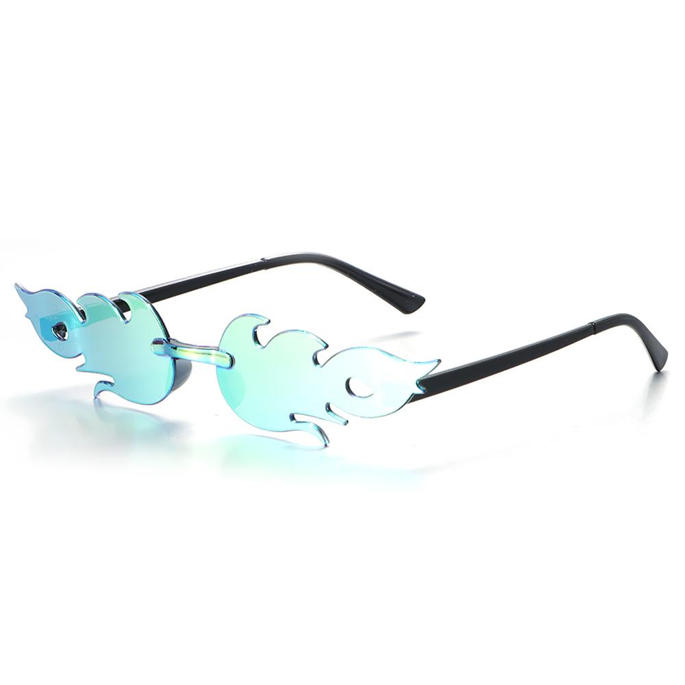 Neuheit Randlose Cosplay Sonnenbrille Sonnenbrille für Damen Flammen Sonnenbrille Flammenförmig