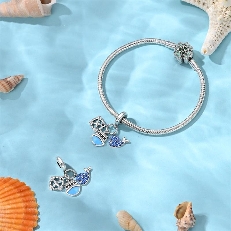 Luminous Ocean Series Copper Dolphin Turtle Octopus Charms Beads 3Mm Diy Fine Jewelry Gifts Making