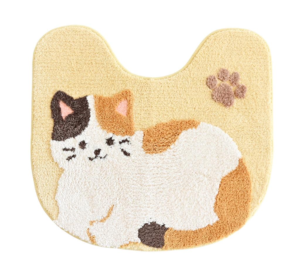 Süßes 4-teiliges Toilettenmatten-Set mit Saugnäpfen, Katzen-Papierrollenhalter-Abdeckung, Hausschuhen und Katzen-Toilettendekoration von Fundit Animals