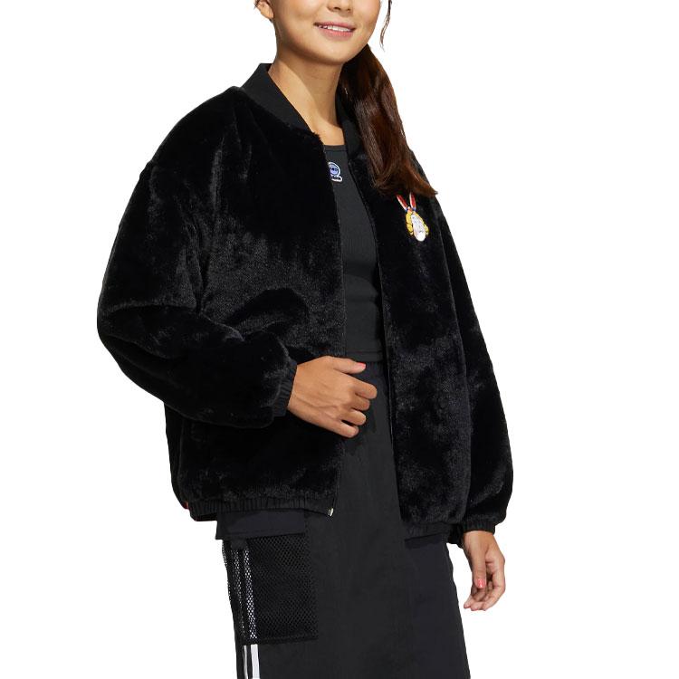 adidas Neo Cartoon Pattern Patch Long Sleeve Jacket Women Outerwear Black IA6905