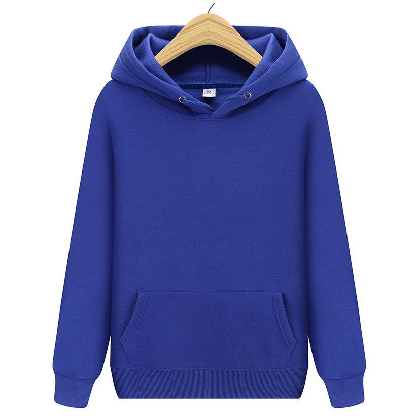 Unisex Solid Color Thick Hooded Sweatshirt with Plus Velvet for Autumn and Winter