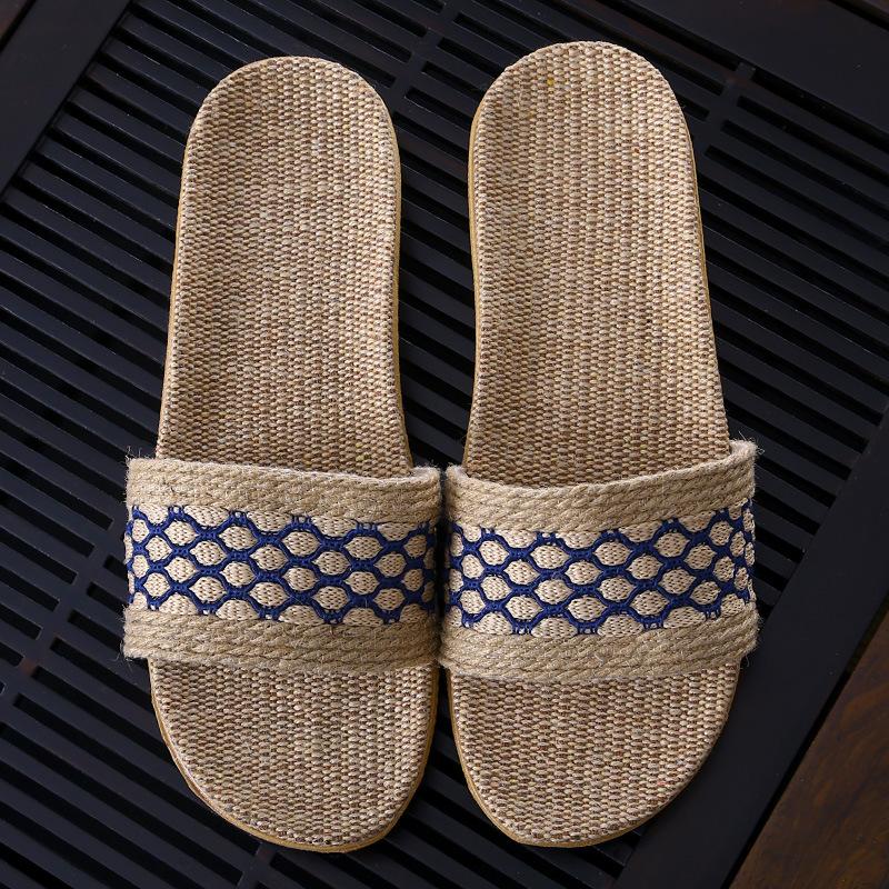 Ribbon new home couple indoor slippers cotton and linen slippers home non-slip men's and women's thick-soled slippers