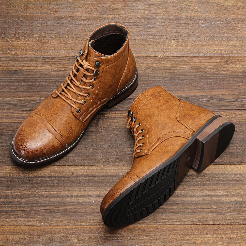 Bequeme Frühlings-Leder-Stiefeletten für Herren Mode Herrenstiefel