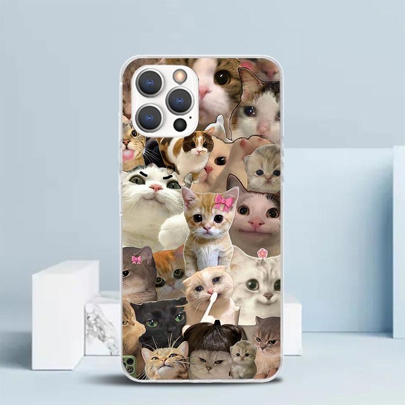 Crying Cat Memes Soft Cover for iPhone 16 17 Air 15 14 Pro Max 16E Phone Case 13 Mini 12 11 7 SE 8 Print Pattern Fit Cases 16 17