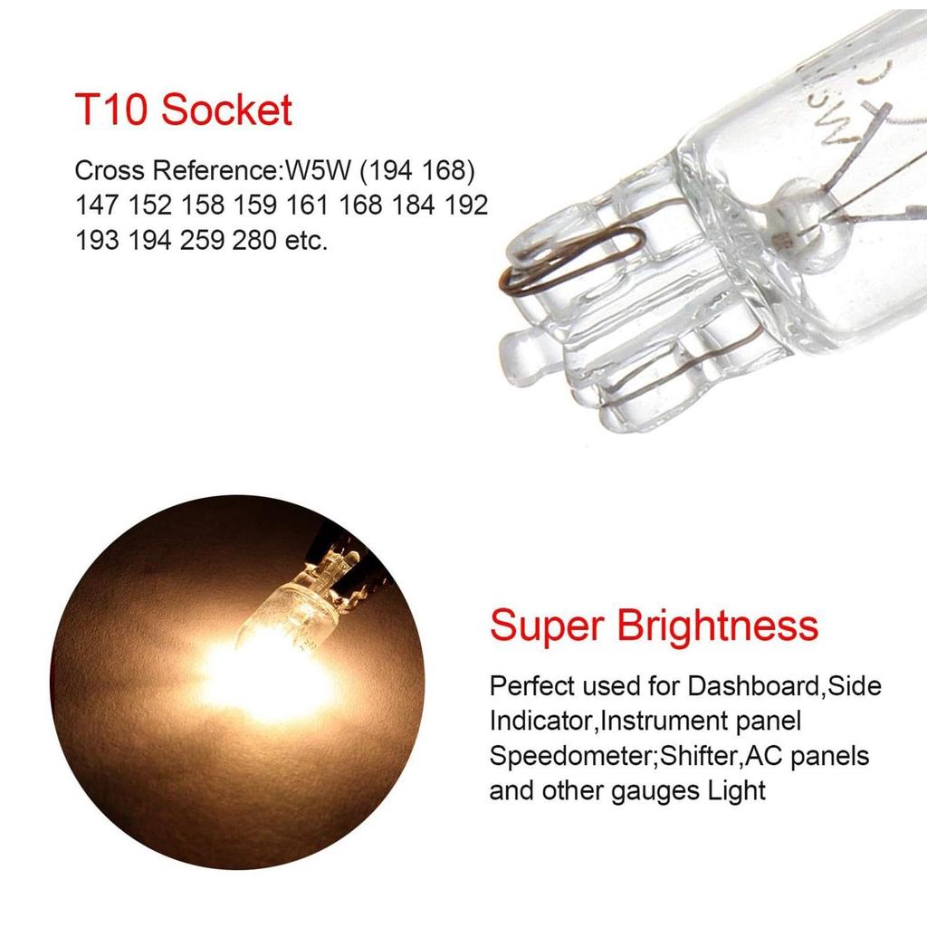 Car Bulb - 10 LED Bulbs Replacement Parts Clear Glass High Temperature Resistant,10 Pcs