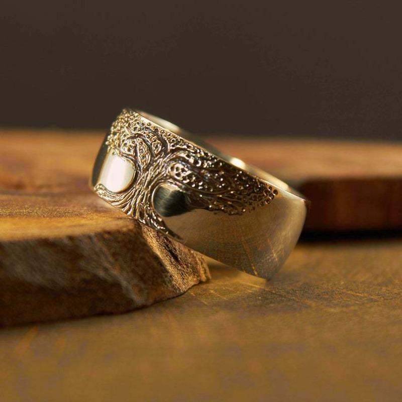 New Women Retro Simple Engraving Tree of Life Ring Holiday Gift Accessories for Her Stylish Jewelry