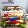 Mario Patterned Pillowcase & Duvet Cover Set Bedroom Comfortable Anime Bedding with Print Design Gift.-TING