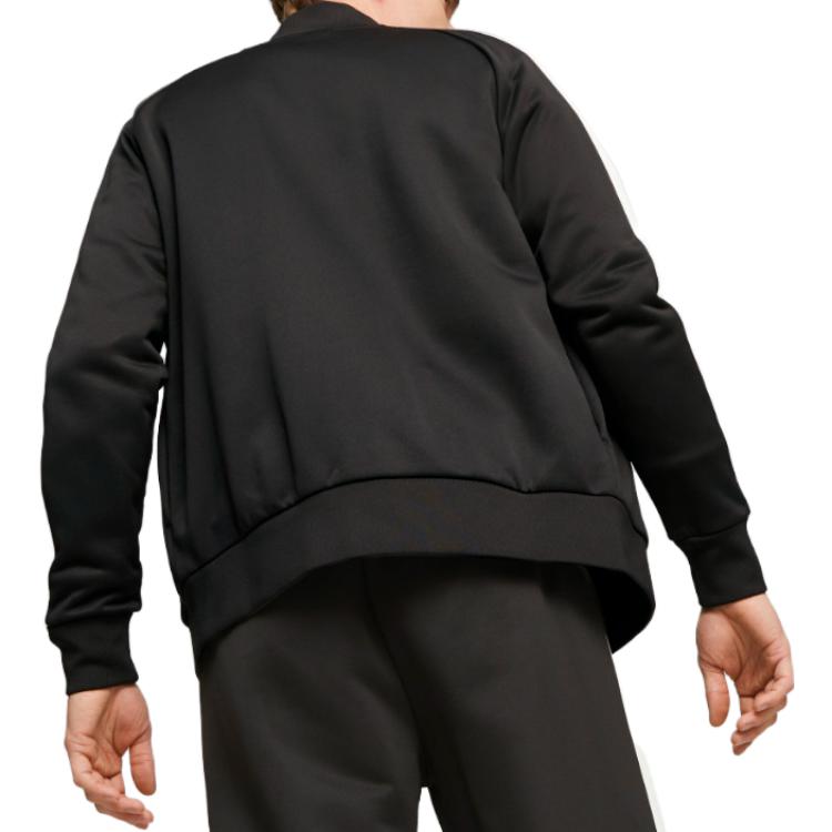 Puma T7 Forward History Track Jacket mit Logo-Print Reißverschluss Stehkragen Langarm Retro Sportjacke Herrenjacke Schwarz 621351-01