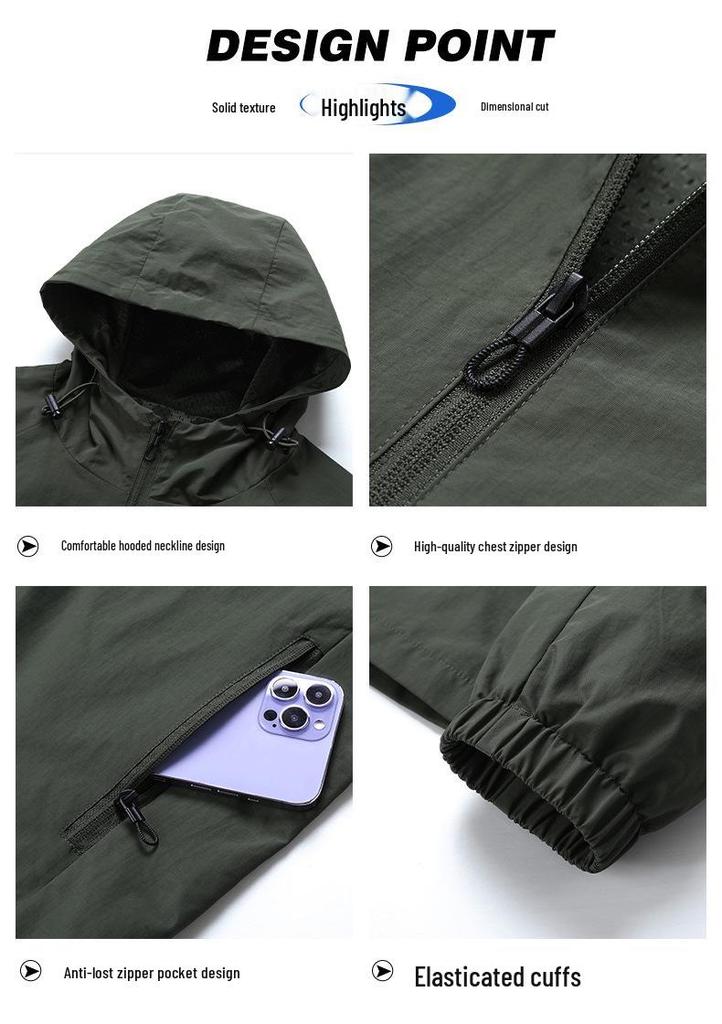 Men's Lightweight Hooded Workwear Jacket - Versatile, Waterproof, Multi-color, Plus Size