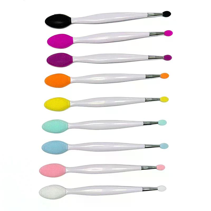 Double-headed Silicone Brush Skin Care Lip Exfoliating Facial Cleansing Face Scrub Nose Clean Brush Lipstick Lip Balm Applicator