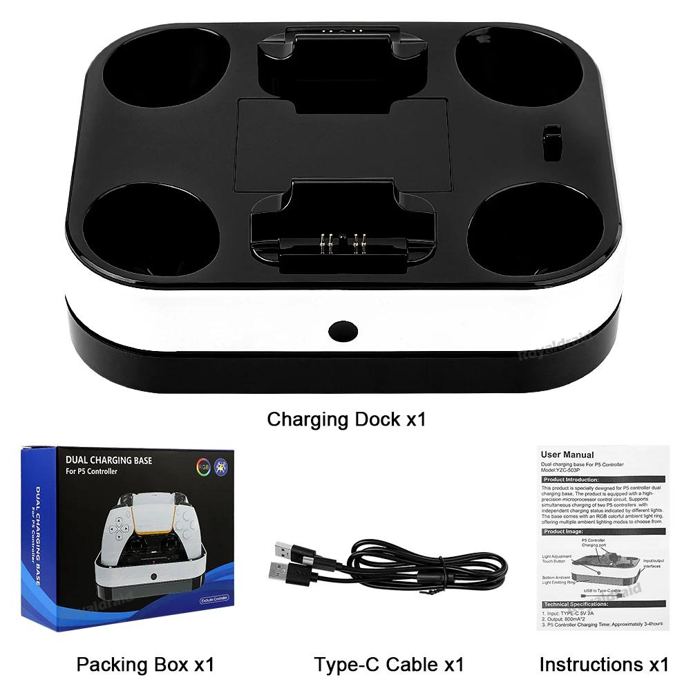 For PS5 Controller Dual Charging Base RGB Fast Charging Station for PS5 Dual Wireless Gamepad Handle Charger Stand