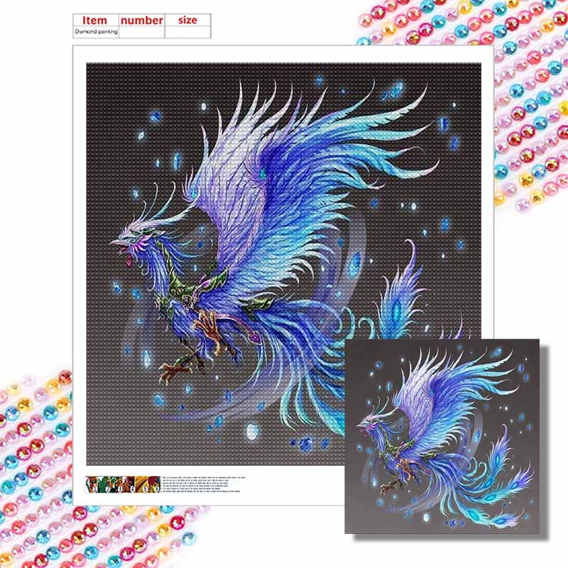 New Arrival 5D DIY Full Circle Diamond Painting "Colorful Phoenix" Embroidery Cross Stitch Home Decor Gift