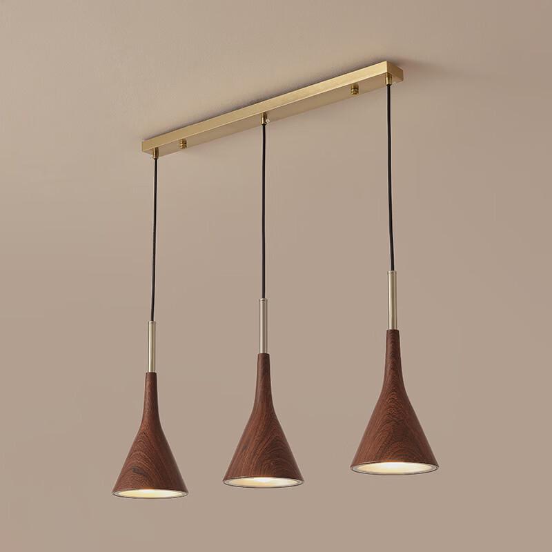 Amerikanische Esche Holz 3-Kopf Zweifarbig Pendelleuchte