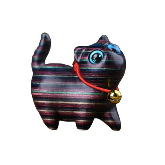 Mini Wooden Cat Figurine Handmade Carving Kitten Statue Sculpture Farmhouse Rustic Home Office Desktop Decoration Ornament