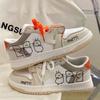Men's Shoes Niche Fashion Retro Graffiti Made Old Board Shoes Women's Flat Bottome Casual Couple Sport Shoe Unisex Lace Up Shoes