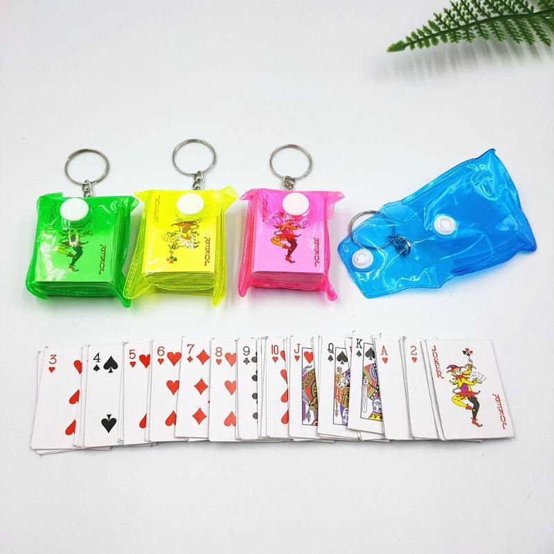 Funny Mini Playing Card Keychain Pendant Paper Craft Gift Travel Solitaire Prank Fun Small Board Game Toy Creative G