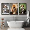 Retro Creative Animal Bathroom Canvas Painting Lion Cat Bar Toilet Bathroom Decoration Painting for Modern Living Room Asian Style Home Decor