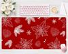 Christmas Rose Floral Deskmatfestive Office Decor Gaming Mousepad Floral Desktop Accessory Winter Home Office Gift Nonslip