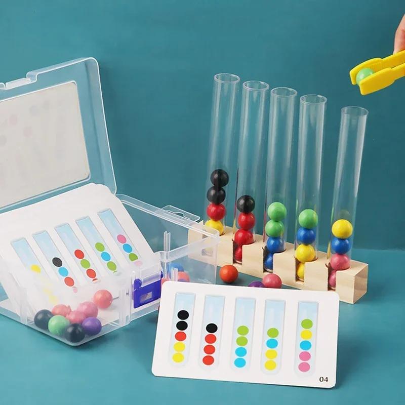 New Clip Beads Test Tube Toys for Children Logic Concentration Fine Motor Training Game Montessori Teaching Aids Educational Toy