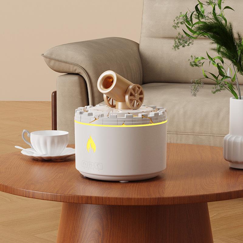Creative Mini Canon Aroma Diffuser: Desktop Air Atomizing Volcano Humidifier