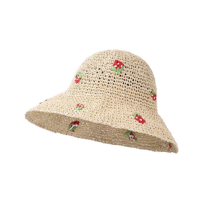 Stylish Woven Straw Hat For Women 2024 Summer Uv Protection And Sunshade Vacation Accessory