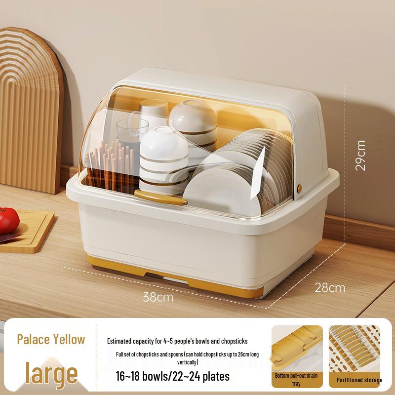 Kitchen Cupboard Dish Rack with Lid and Utensil Holder