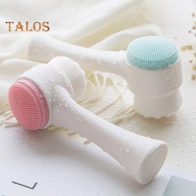 2-In-1 Face Cleansing Brush Double-sided Silicone Soft Bristles Makeup Removal Exfoliating Deep Pore Cleaning Manual Face Wash Scrubber Facial