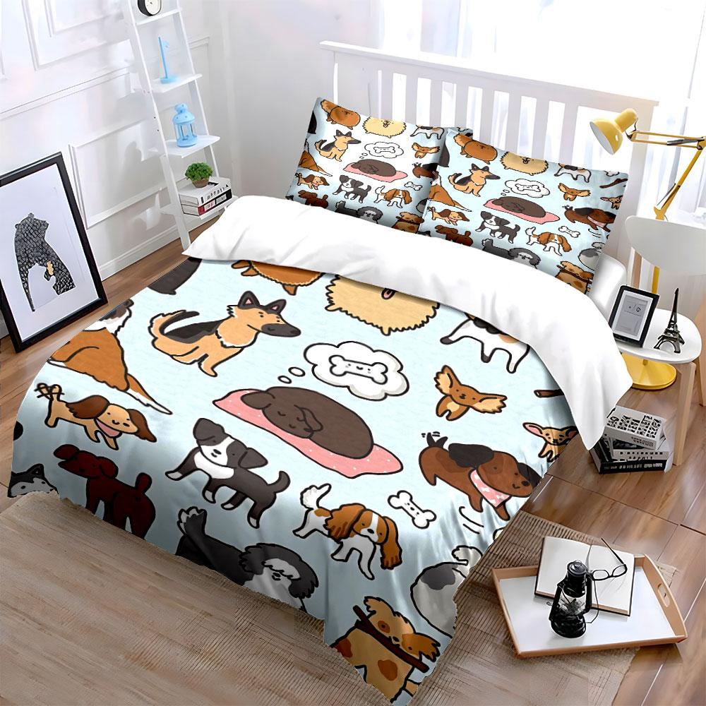 Cartoon Dogs Bedding Set Bedding Duvet Cover Set Duvet Cover Pillowcases (1 * Duvet Cover 2 * Pillowcases, without duvet insert)