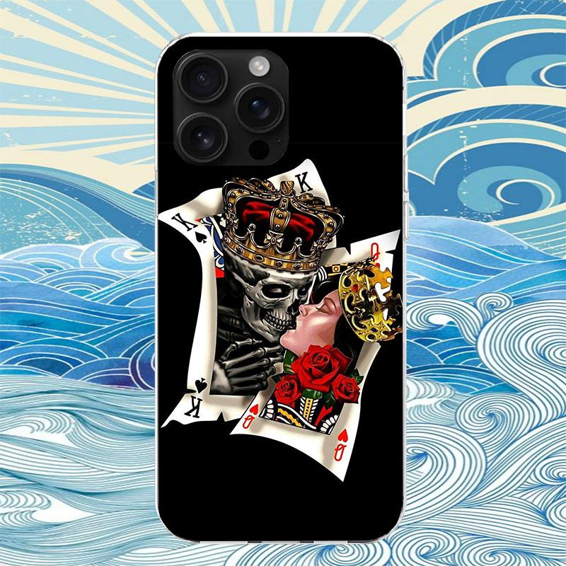 

Fashion Poker Card King Queen Phone Case For iPhone 11 12 13 Mini 14 15 Plus 17 Air 16 Pro Max 16E 7 8 SE 2020 Customized Print iPhone 11