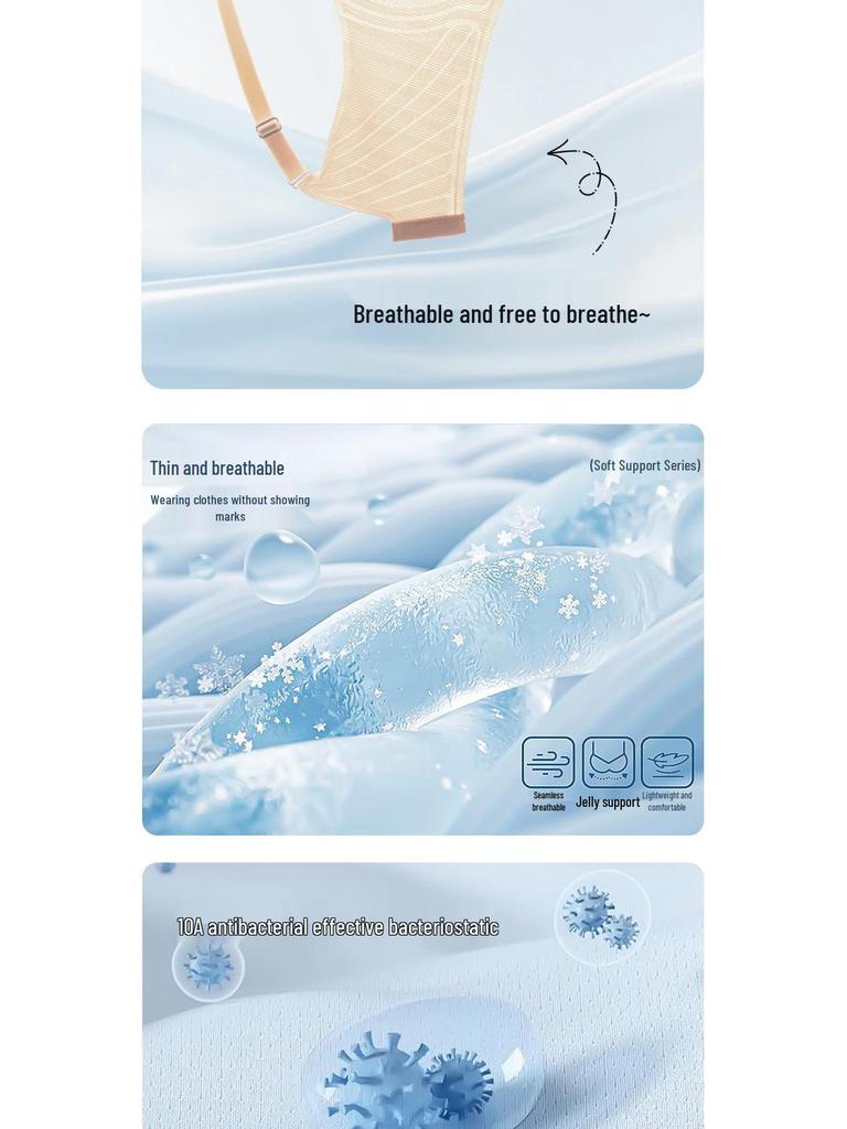 Ultra-Thin Seamless Bra for Women: Cooling, Supportive, Anti-Sag, Fixed Cups, Summer Wear