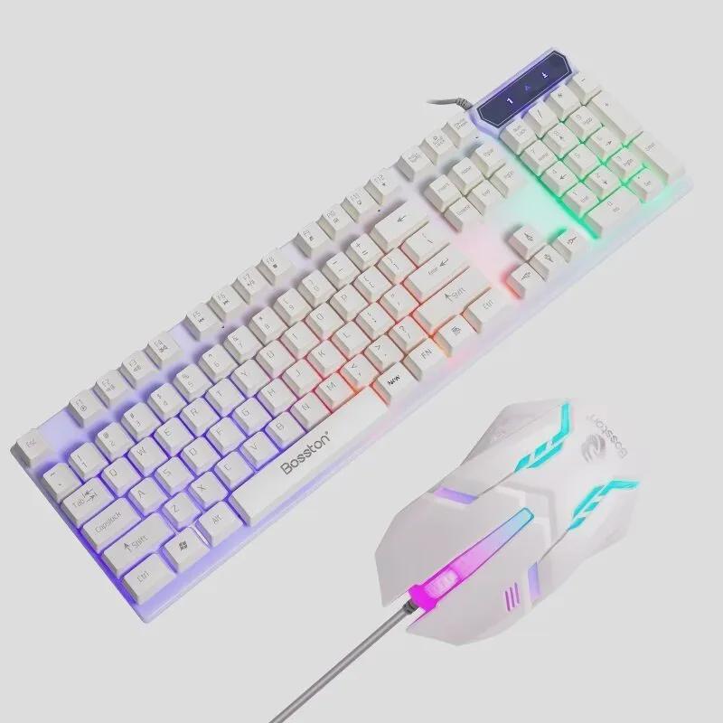 Bosdon 8310 Gaming Keyboard and Mouse Set: Wired, Mechanical-Feel, Suspended Keys, Luminous USB.