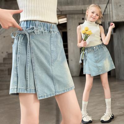 Girls Summer Denim Skirt Shorts Tether Decoration Fashion Jeans Casual Sports Shorts