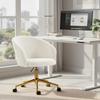 Office chair, ergonomic height-adjustable office armchair, swivel seat, steel base, cream