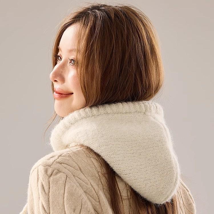 Balaclava Autumn and Winter Women's Thickened Warm Ear Protection Neck Scarf Integrated Knitted Woolen Hat