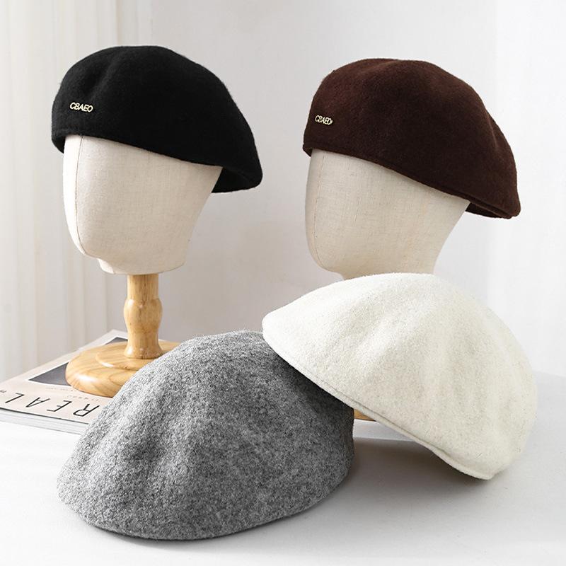 Hat lady autumn and winter wool cap British style retro fashion versatile temperament simple casual hat tide