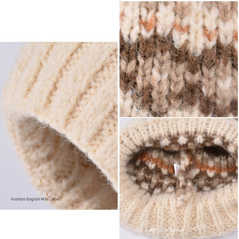 Winter Coldproof Warm Knitted Hat Ear Protection Hat Women's Fur Ball Wool Hat