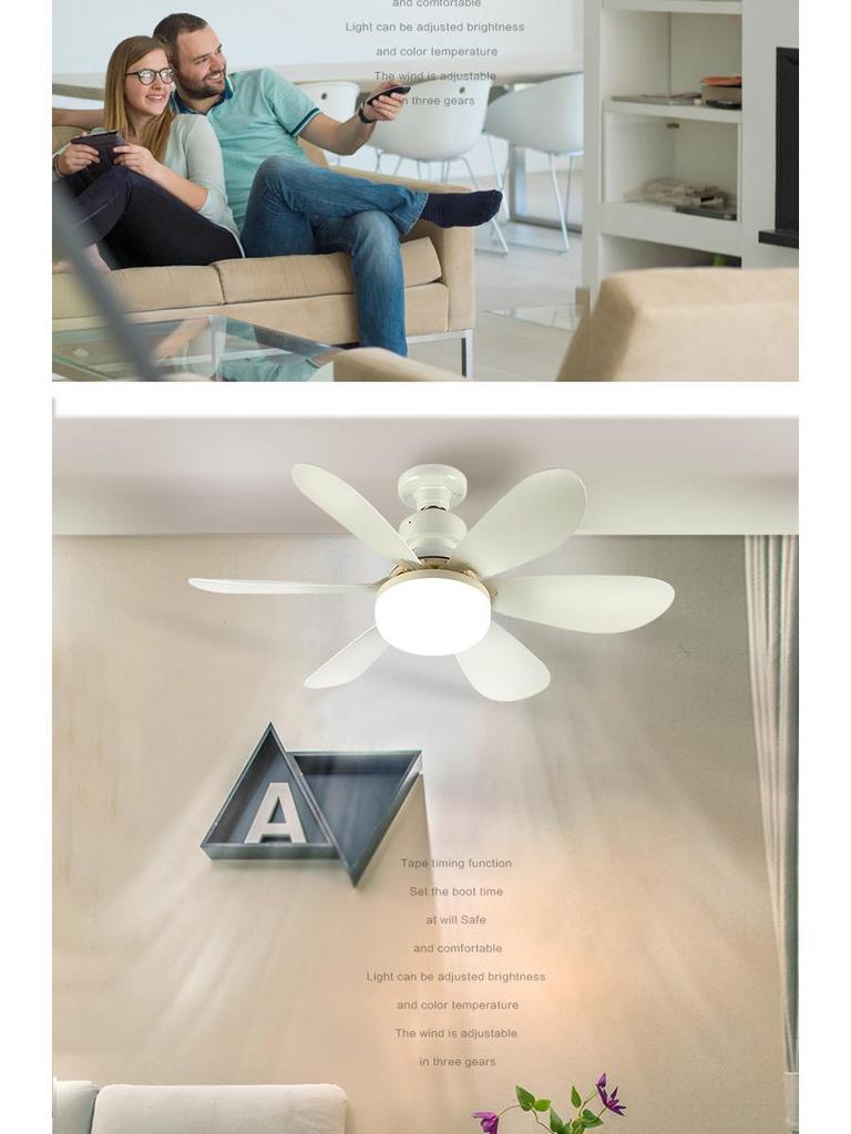 Ferngesteuerte LED-Blumen-Ventilatorleuchte mit E27-Sockel und stufenloser Dimmung für Zuhause
