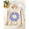 Unisex Kids Crewneck Sweatshirt, Colorful Swirl Full Zero Letter Print Pullover, Boys Girls Trendy Casual Sweatshirt For Kids Over 4 Years Old