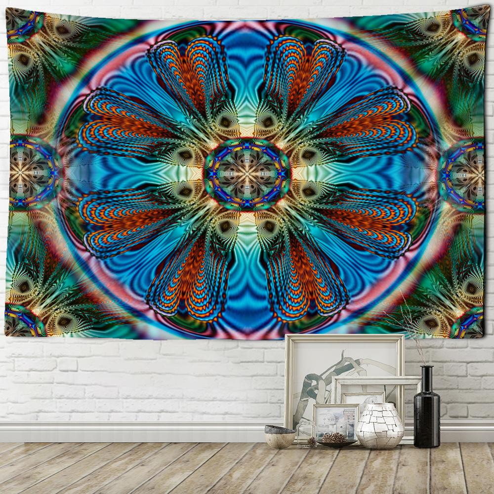 Tapiserie cu mandala colorată, agățată pe perete, în stil boem, vrăjitorie psihedelică, Tapiz, artă hippie, decor acasă