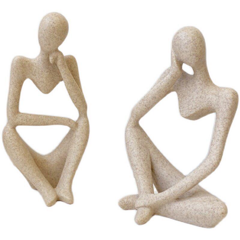 Korean Style Abstract Thinker Resin Figure Ornament for Home Décor and Photography Props