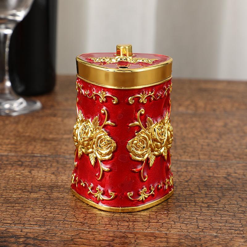 Retro Toothpick Holder Dispenser European Rose Flower Toothpick Dispenser Box for Kitchen Restaurant Toothpicks Home Decoration