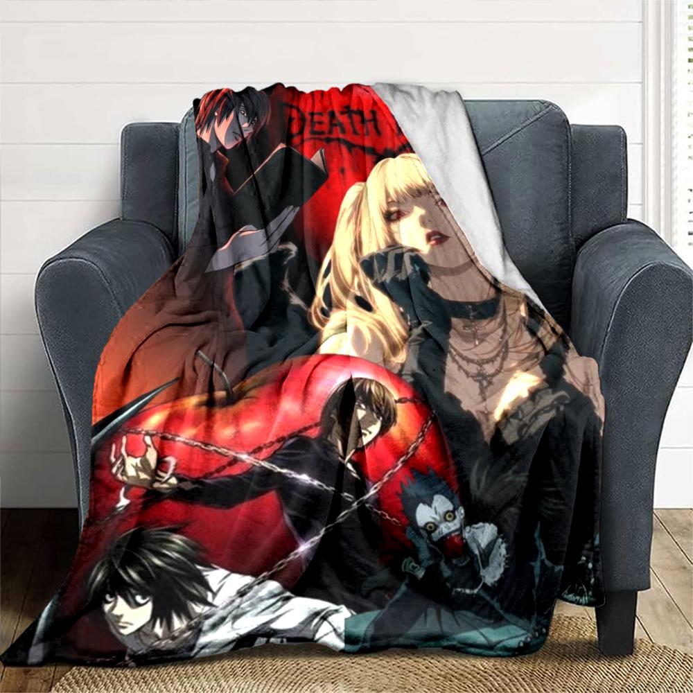 Anime DEATH NOTE Print Flannel Blanket High Quality Warm Comfortable Cover for All Seasons Perfect for Gifts Home Decor