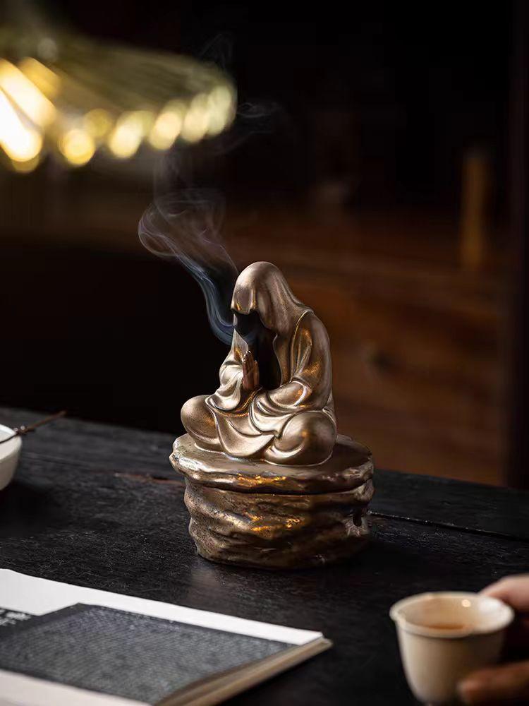 Formless Buddha Meditation Ceramic Monk Incense Holder Burner Home Living Room Garden Tearoom Yoga Room Zen Decoration