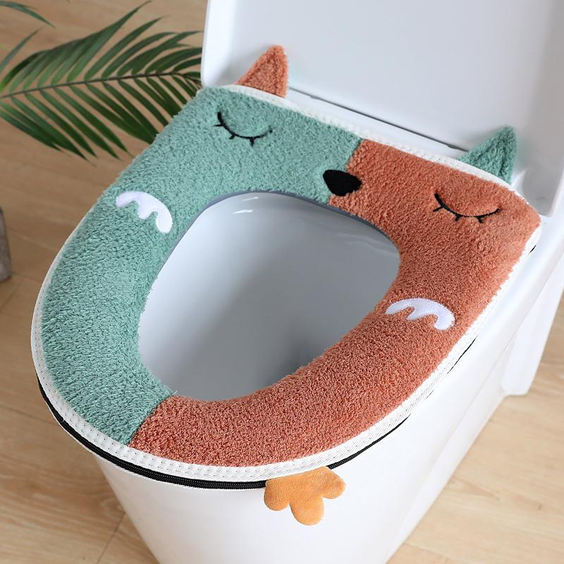 Cuscino per sedile del water universale carino in peluche con cartoni animati per tutte le stagioni