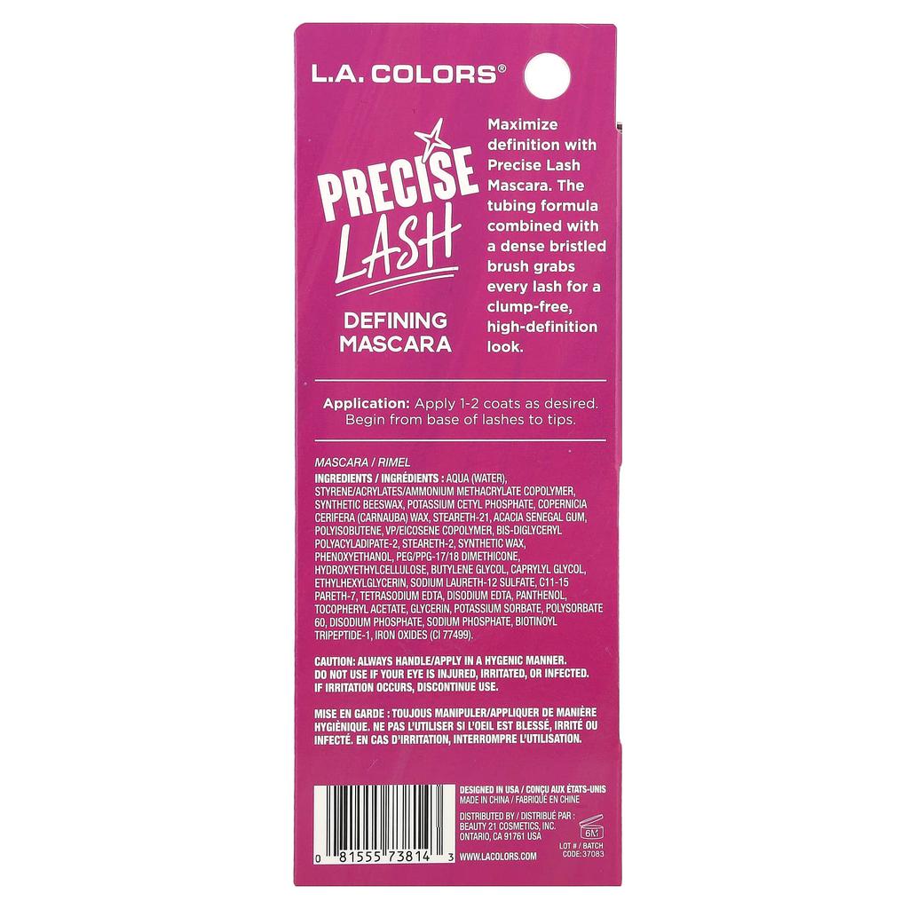 L.A. Colors, One Size Lash, Defining Mascara, CBMS814 Black, 12ml (0.41fl oz)