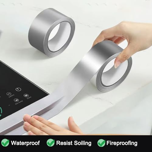 High-strength aluminum foil tape 2 inches wide 65 feet long waterproof high temperature pipe repair sealing tape Silver 2 rolls