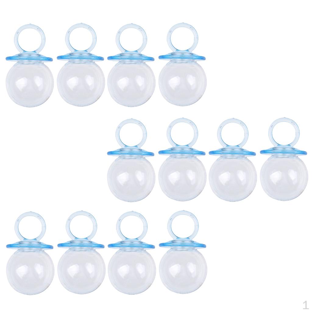 12 Fillable Candy Bottles Pacifier Shaped Boy Baby Favors Blue