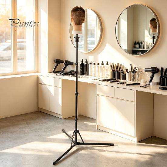 Hairdressing Training Wig Stand 0.5/1.6M Mannequin Head Stand, Height Adjustable Display Tripod for Cosmetology, Training, Styling Hair Perming